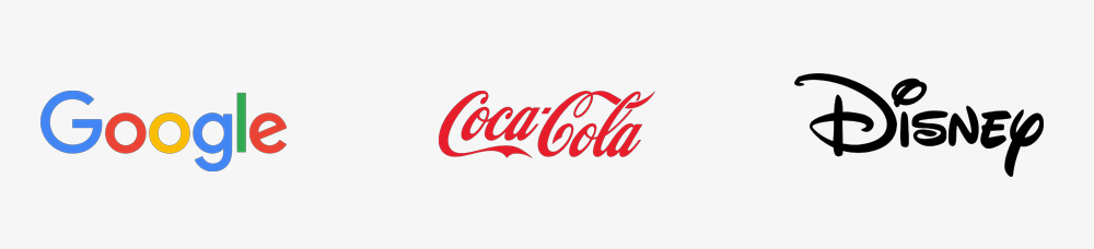 Image of logos for Google, Coca Cola and Disney